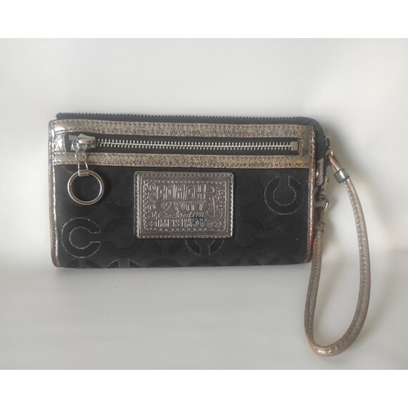 Coach Poppy Signature Ivory Wristlet Wallet 7.5" x 4.5" x 0.5" USED - Picture 1 of 11